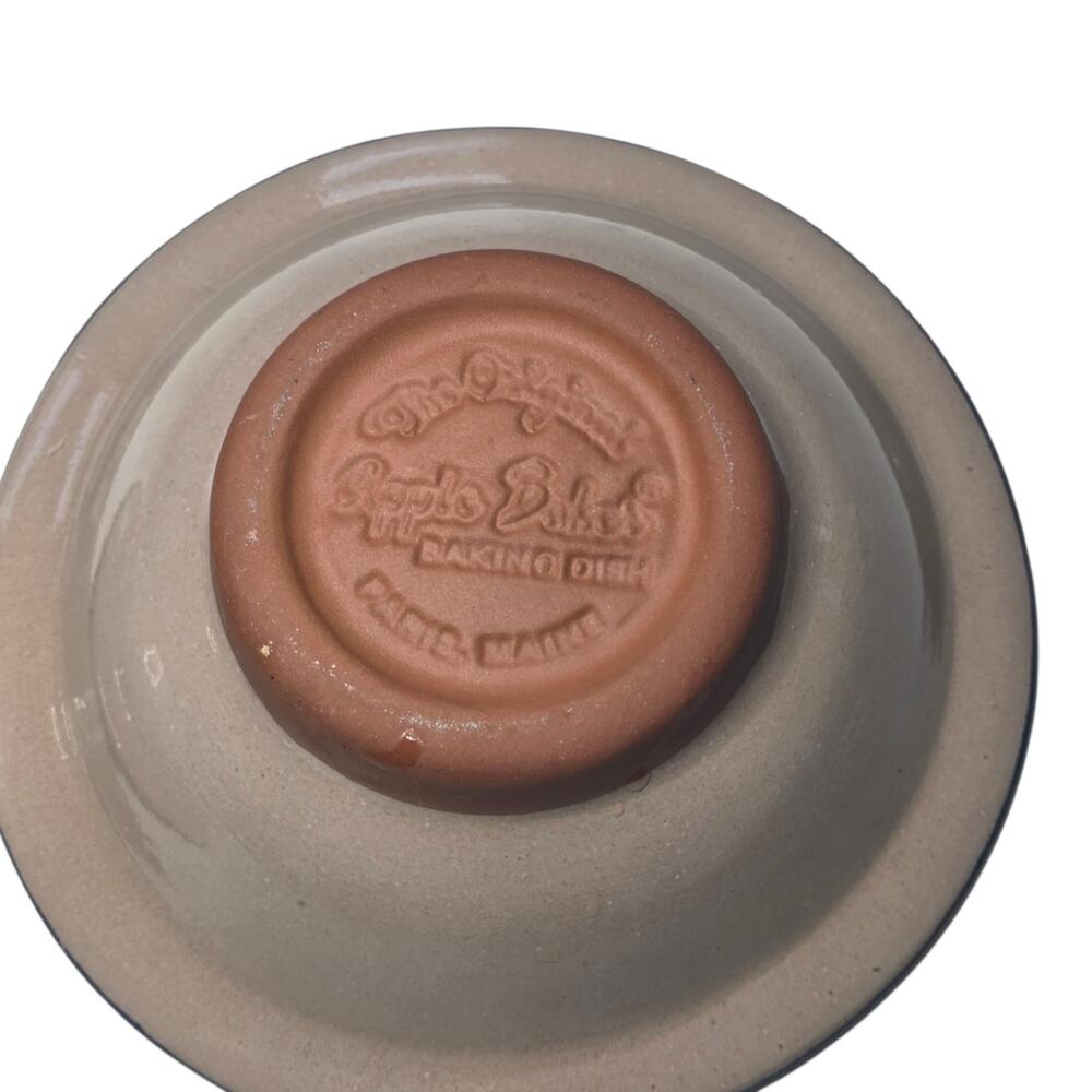 Christian Ridge Pottery Apple Baker Set of 2 Blue Stoneware w Recipe Card - Picture 3 of 9